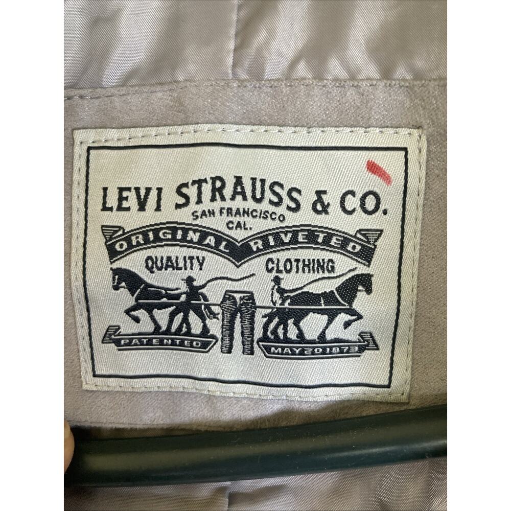 Levi Strauss & Co Womens Size 1X size 16-18 Faux Leather Moto Biker Jacket Grey - Picture 4 of 16